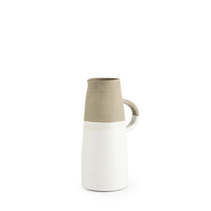 Rustic Organic White And Natural Decorative Jug 10"