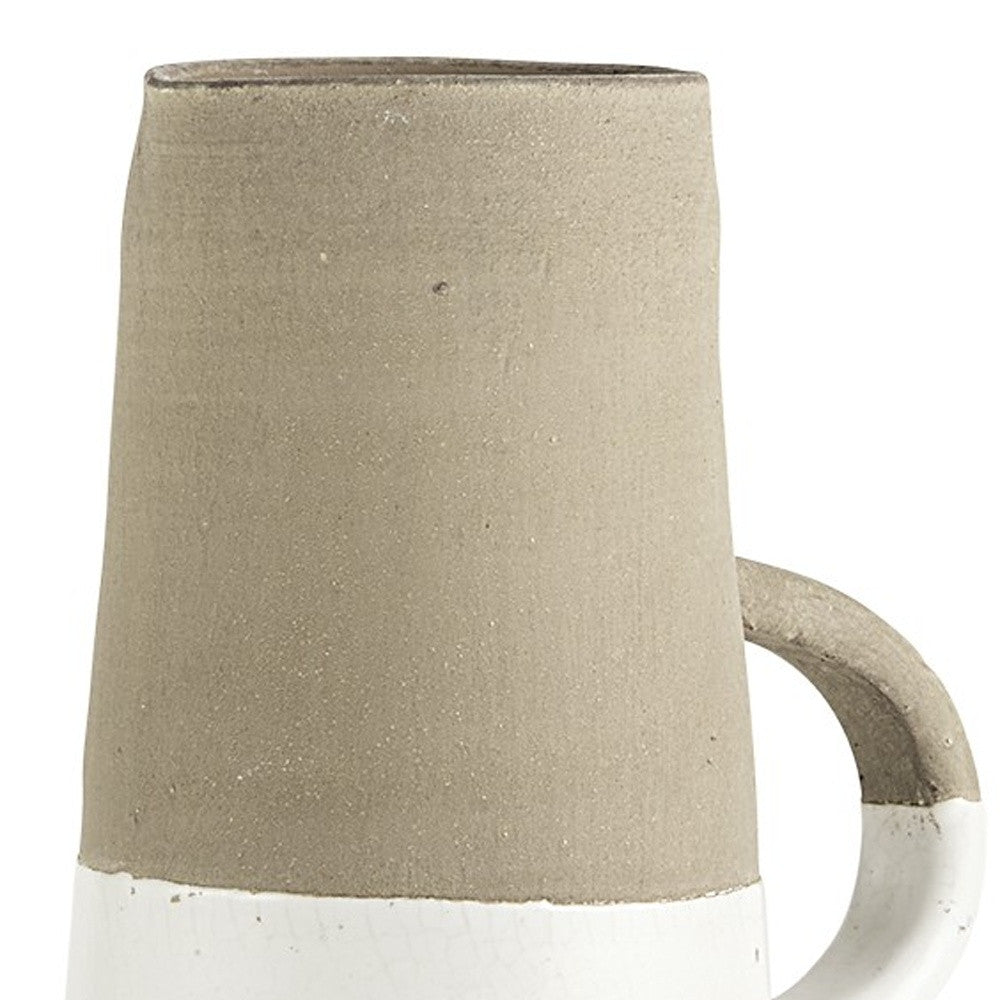 Rustic Organic White And Natural Decorative Jug 14"
