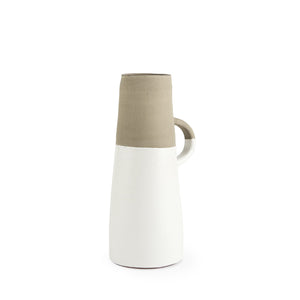 Rustic Organic White And Natural Decorative Jug 14"