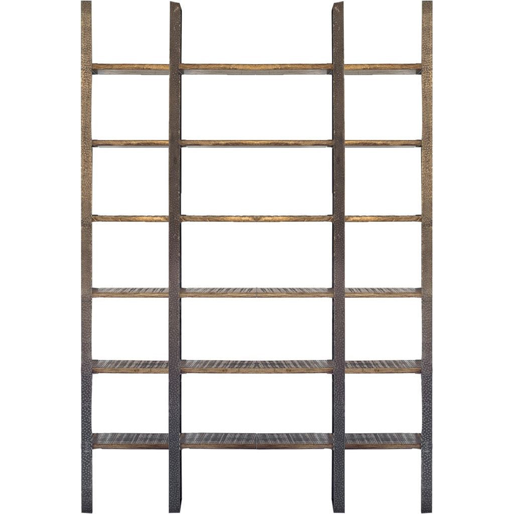 Brown Wood And Iron Six Shelf Standing Unit