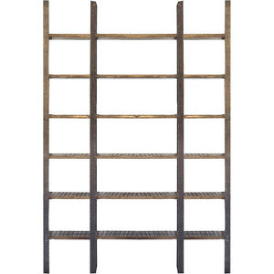 Brown Wood And Iron Six Shelf Standing Unit