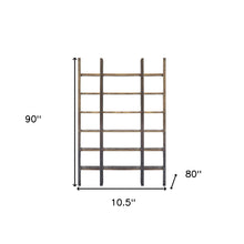 Brown Wood And Iron Six Shelf Standing Unit