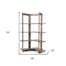 Light Brown Wooden Corner Shelving Unit