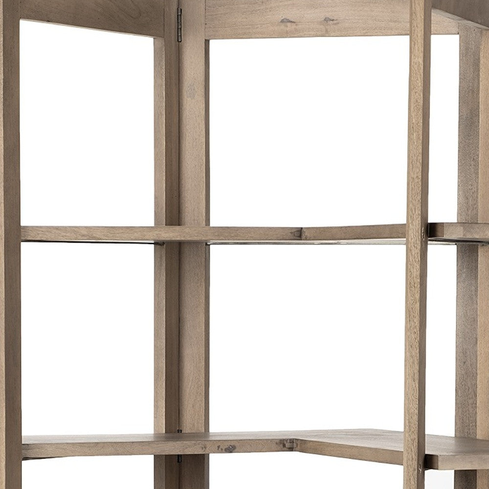 Light Brown Wooden Corner Shelving Unit