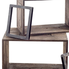 Set Of Two Rustic Dark Brown Cube Box Shelves
