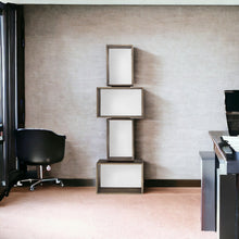 Set Of Two Rustic Dark Brown Cube Box Shelves