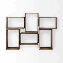 Set Of Two Rustic Dark Brown Cube Box Shelves