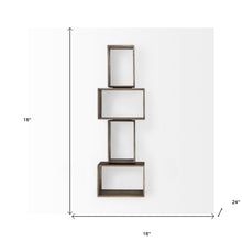 Set Of Two Rustic Dark Brown Cube Box Shelves