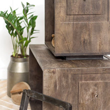 Set Of Two Rustic Dark Brown Cube Box Shelves