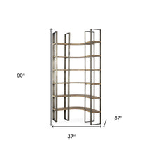 Silver Iron Framed Curved Wooden Shelving Unit