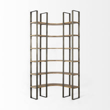 Silver Iron Framed Curved Wooden Shelving Unit