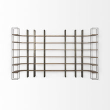 Silver Iron Framed Curved Wooden Shelving Unit