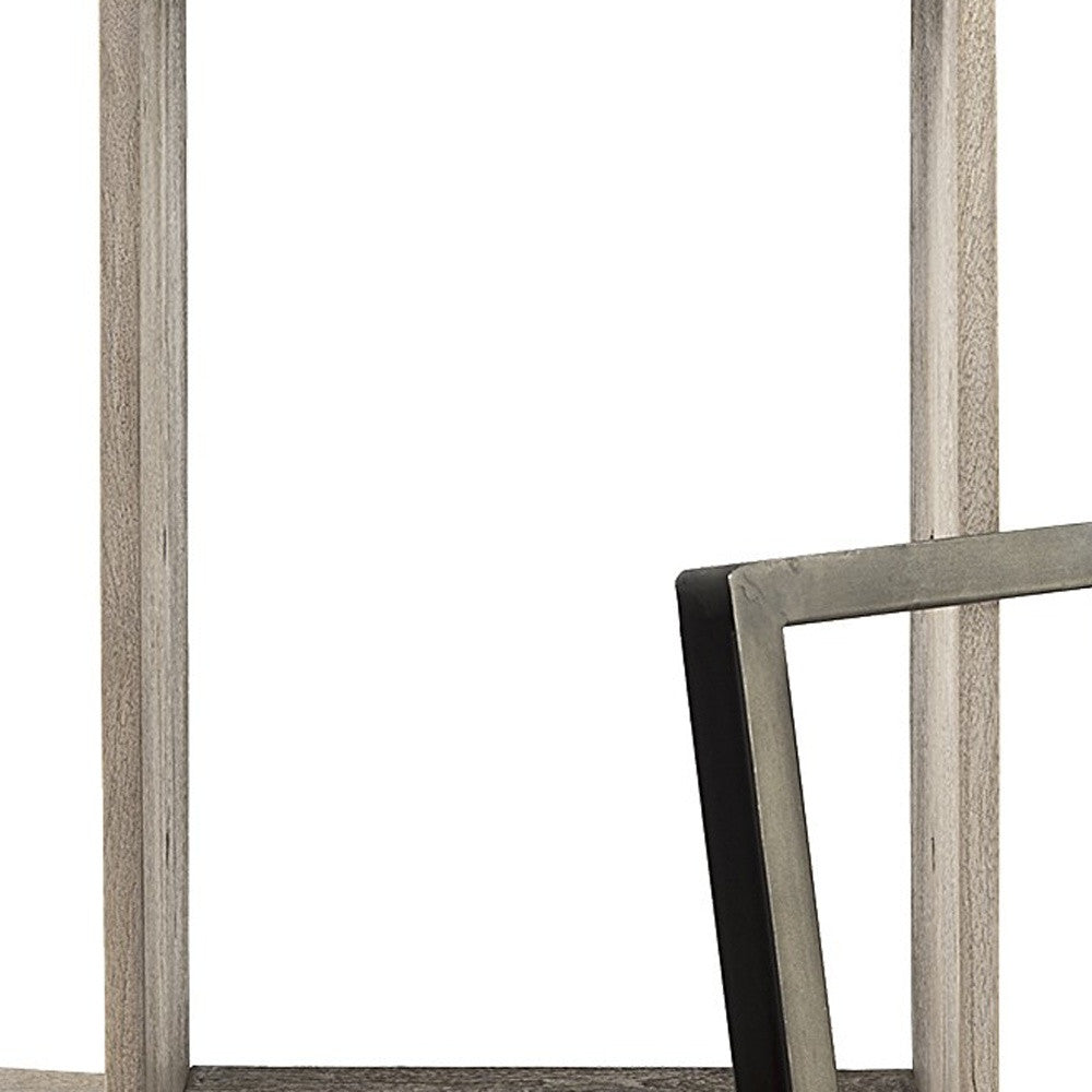 Set Of Two Rustic Light Gray Brown Cube Box Shelves