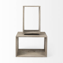 Set Of Two Rustic Light Gray Brown Cube Box Shelves