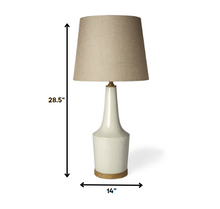 White Crackle And Natural Ceramic Table Or Desk Lamp