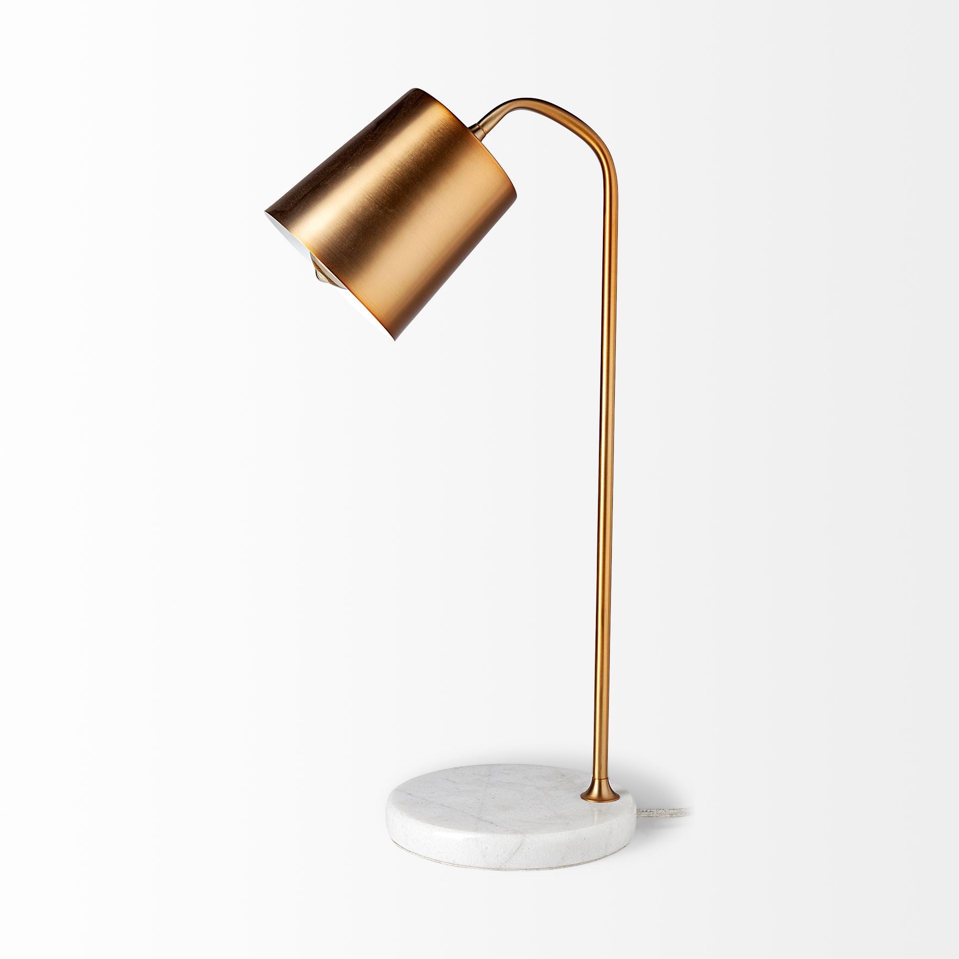 Gold Metallic Desk Or Table Lamp With Marble Base