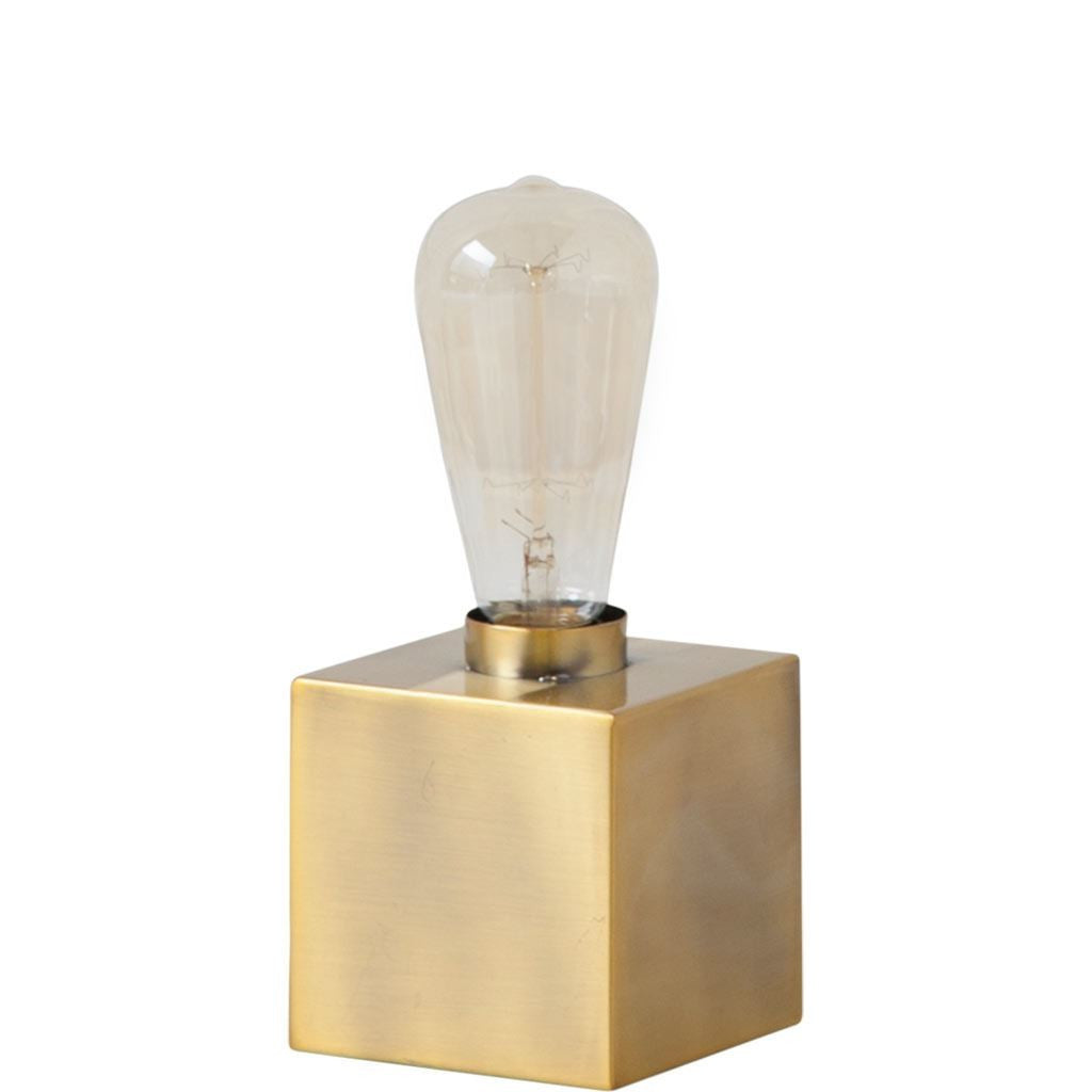 Gold Square Exposed Bulb Table Or Desk Lamp