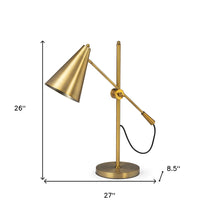 Sleek Golden Cone Adjustable Table Or Desk Lamp