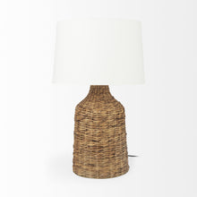 Updated Rustic Brown Wicker Table Lamp