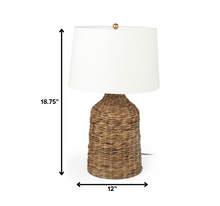 Updated Rustic Brown Wicker Table Lamp