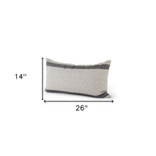 Cream And Gray Striped Lumbar Accent Pillow Cover