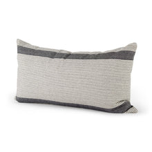Cream And Gray Striped Lumbar Accent Pillow Cover
