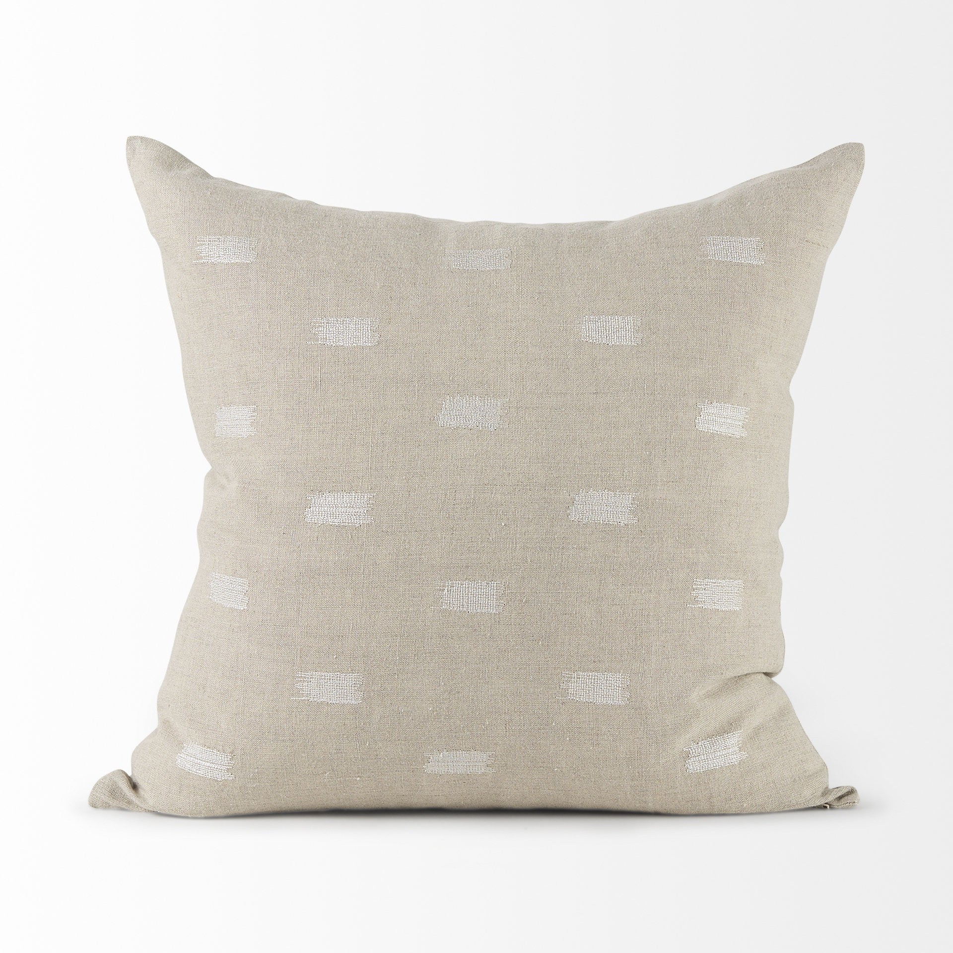 Canvas Beige And White Square Accent Pillow Cover