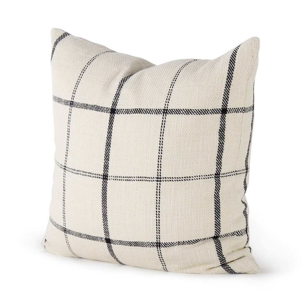 Black And Beige Plaid Square Accent Cover