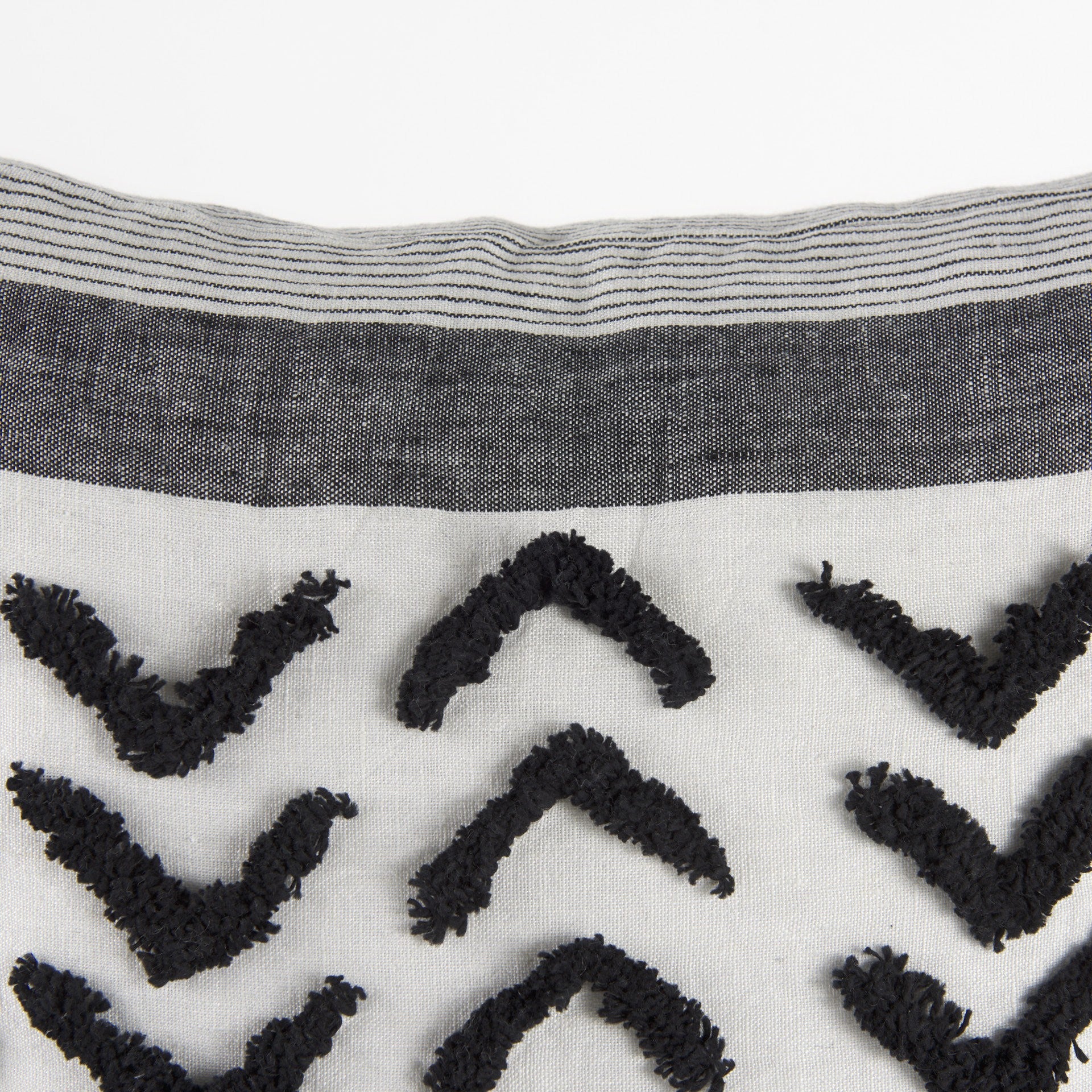 白色和灰色流蘇枕套