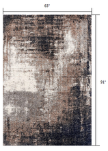 5’ X 8’ Ivory And Navy Retro Modern Area Rug