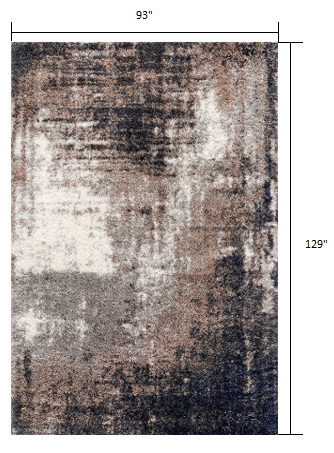 5’ X 8’ Ivory And Navy Retro Modern Area Rug