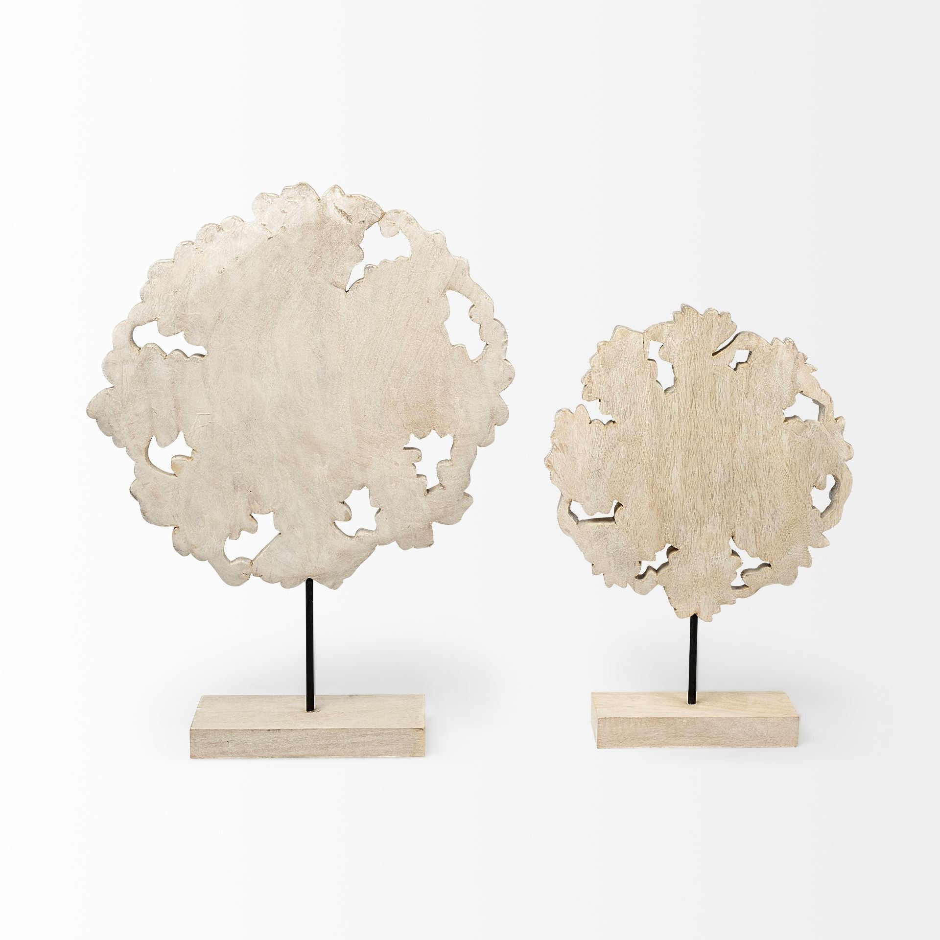 Wood And Metal Floral Decor Piece