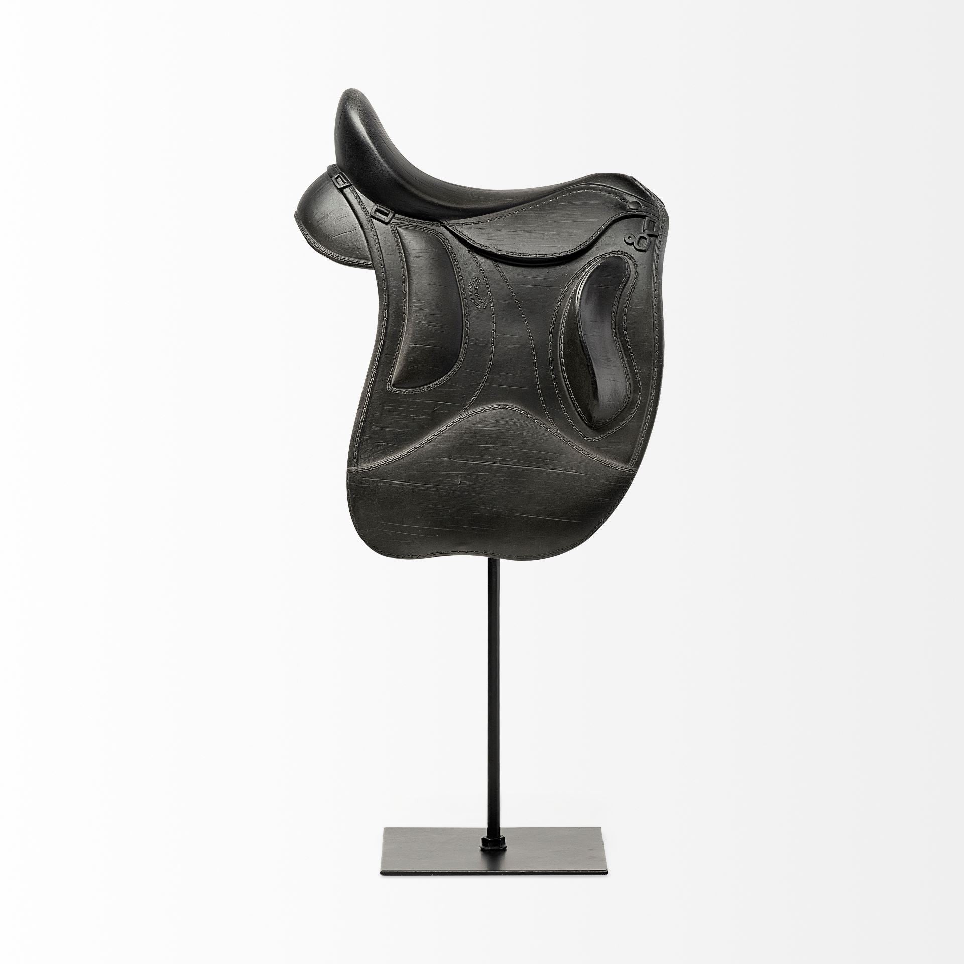 Black Jumping Horse Saddle Sculpture