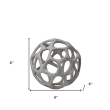 Petite Light Gray  Metal Hollow Orb Sculpture