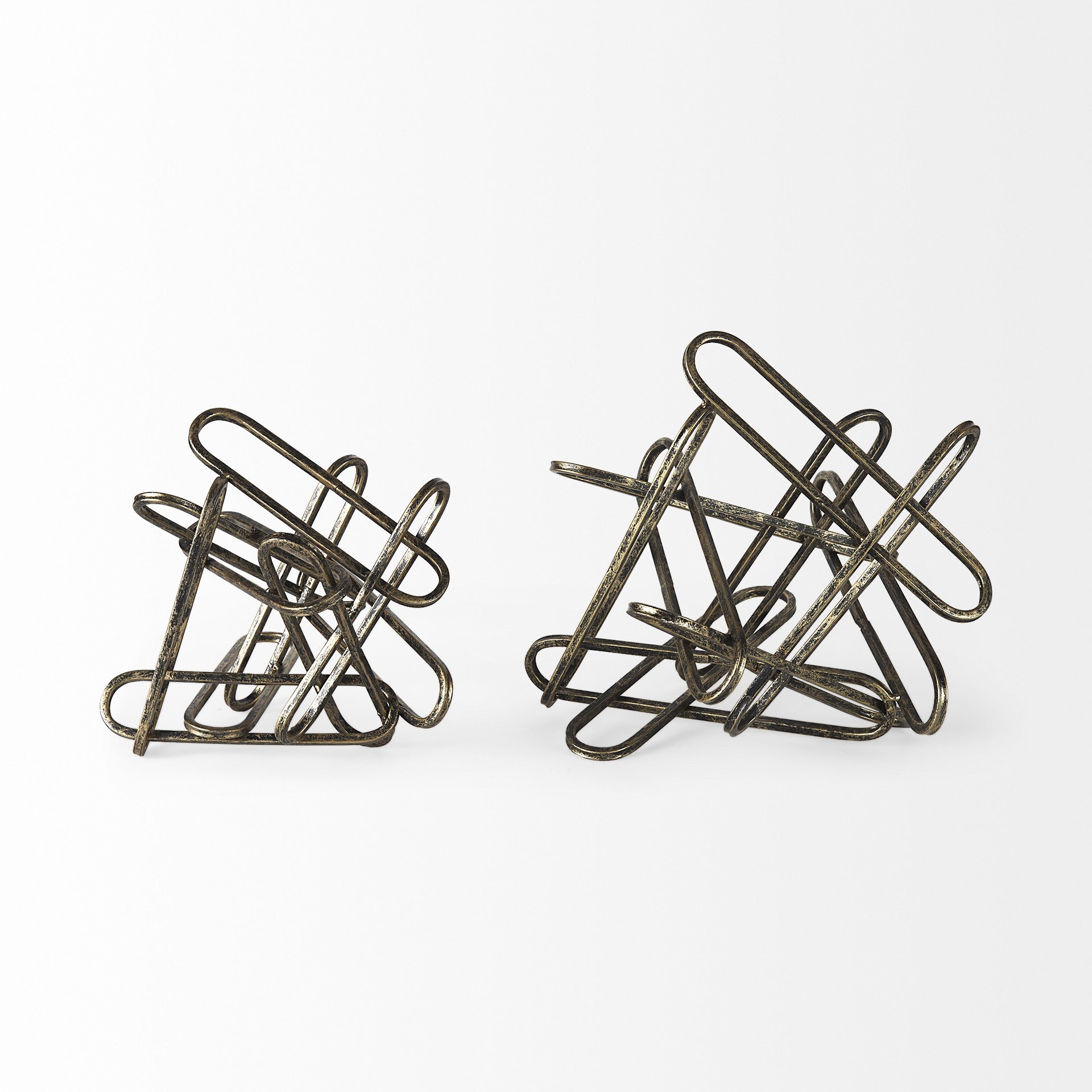 Brushed Gold And Black Abstract Paperclip Sculpture