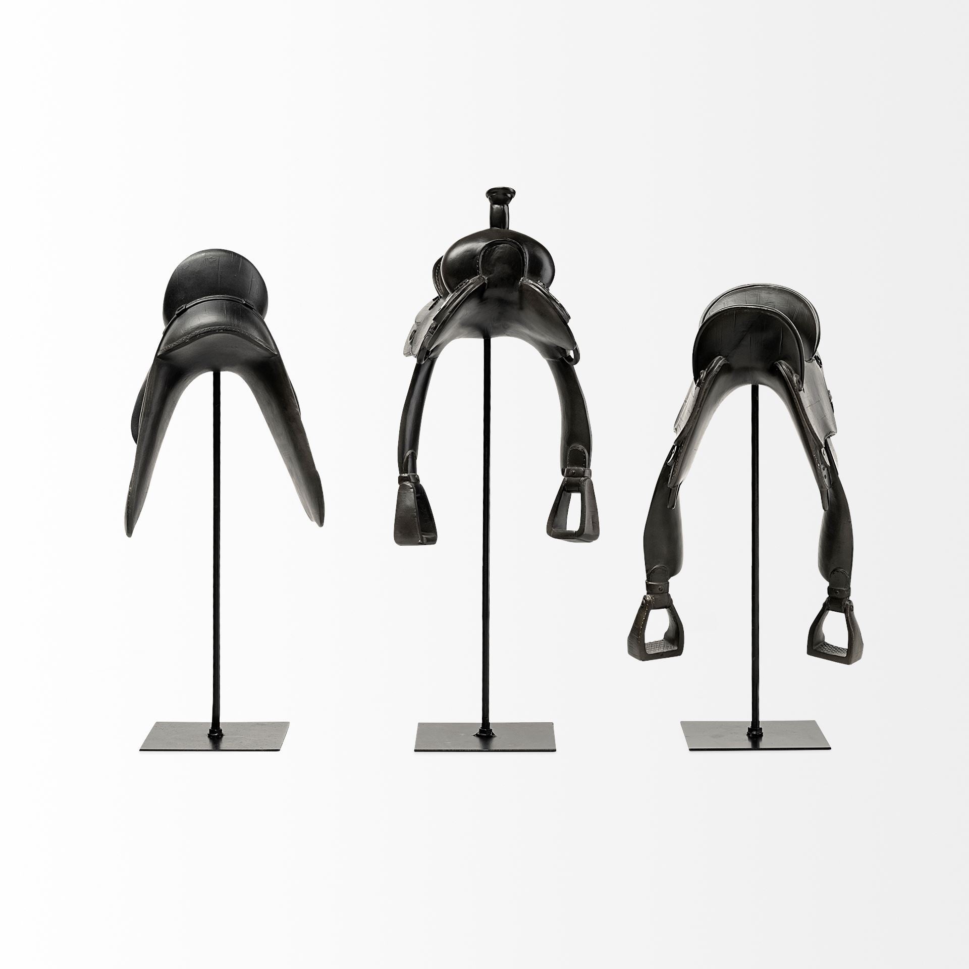 Black Western Horse Saddle Sculpture