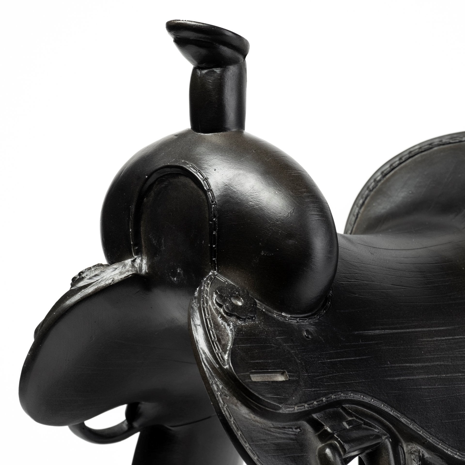 Black Western Horse Saddle Sculpture