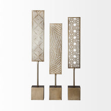 Set Of Three Gold Patterened Decor Pieces