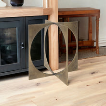 Burnished Gold Metal Circle Square Sculpture 10