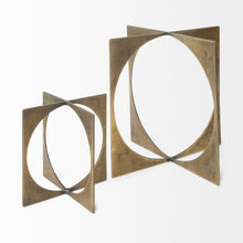 Burnished Gold Metal Circle Square Sculpture 10