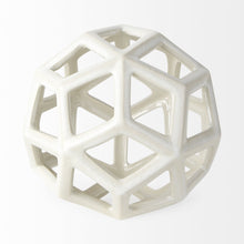 White Crackle Glaze Ceramic Geometric Sculpture