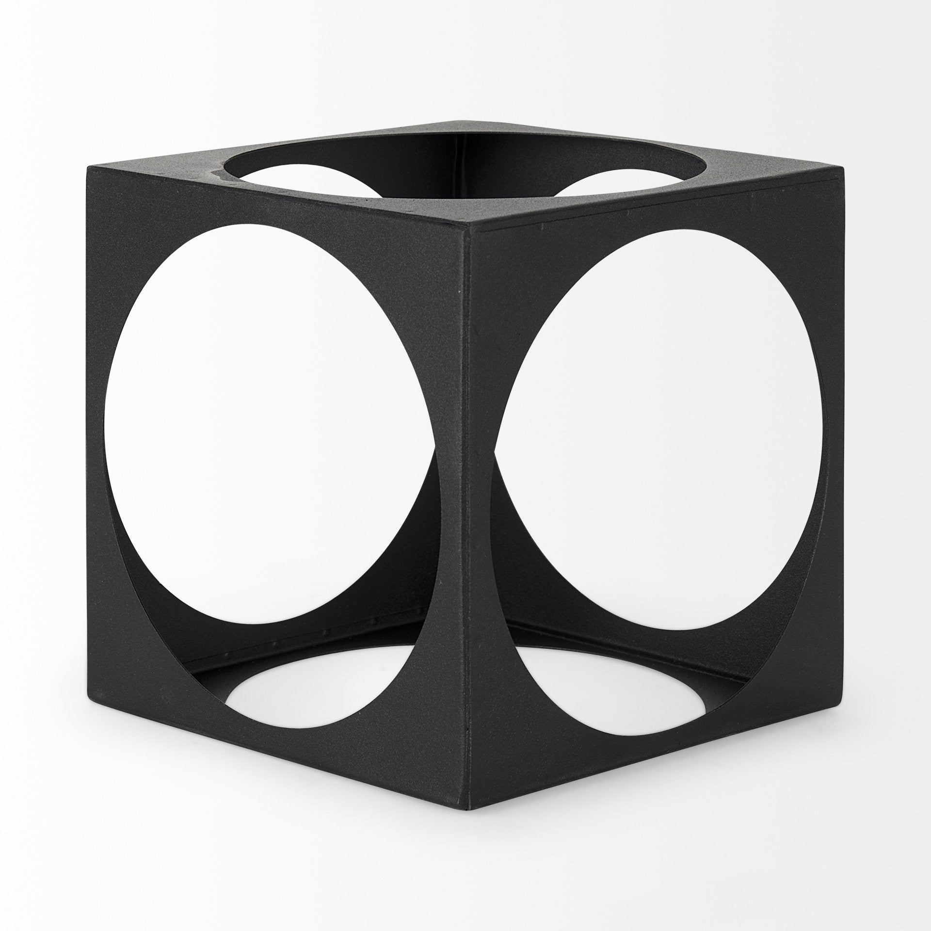 Matte Black Metal Square Sculpture