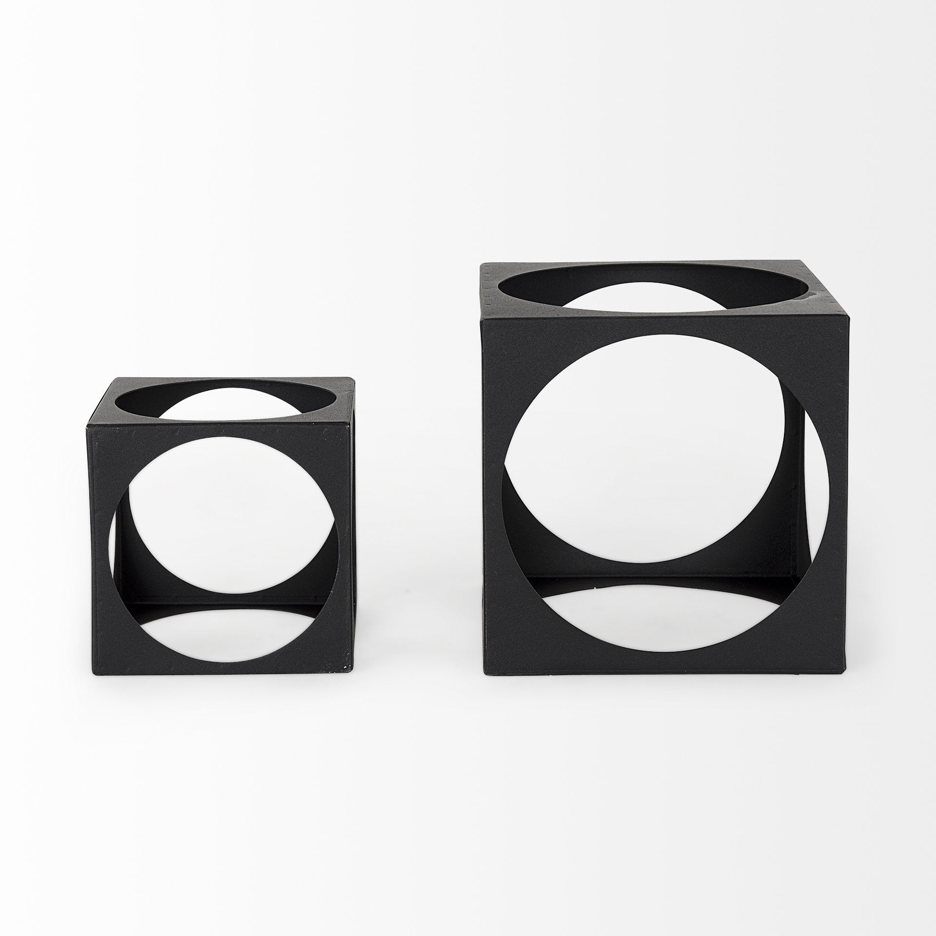 Matte Black Metal Square Sculpture