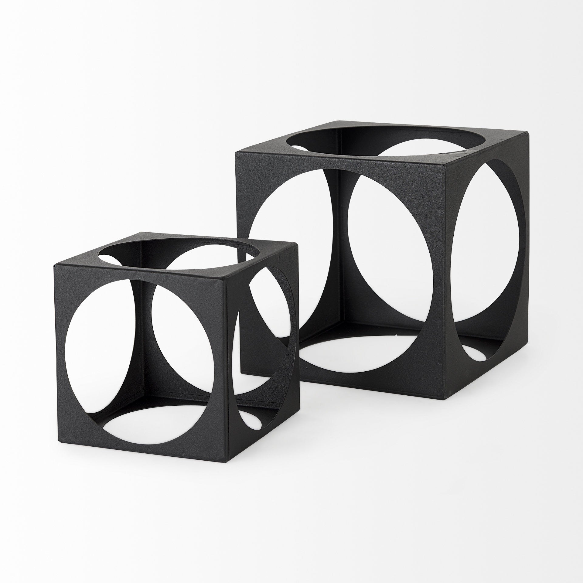 Matte Black Metal Square Sculpture