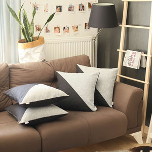 黑色和白色斜角枕套 4 件套