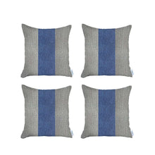 Set Of 4 Ivory And Blue Center Pillow Covers