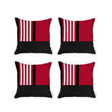 Set Of 4 Red And Black Printed Pillow Covers