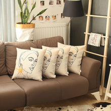 Set Of 4 White Printed Art Pillow Covers