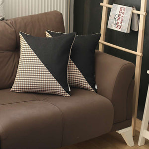 Juego De 2 Fundas De Cojín Pata De Gallo Marrones