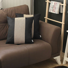 黑色和棕褐色千鳥格枕套 2 件套